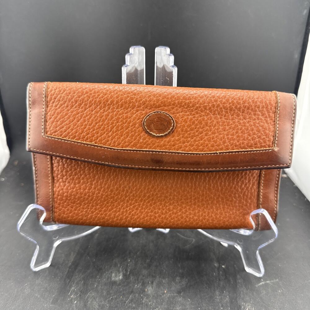 Vintage Dooney Bourke AWL Wallet Clutch Brown Leather USA Duck Logo